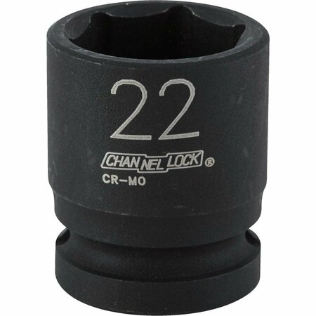 CHANNELLOCK 1/2 In. Drive 22 mm 6-Point Shallow Metric Impact Socket 315737